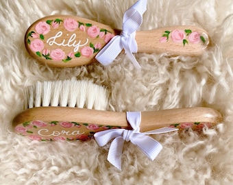 Christening Gift  Personalised Hairbrush  Hand Painted Baby Keepsake