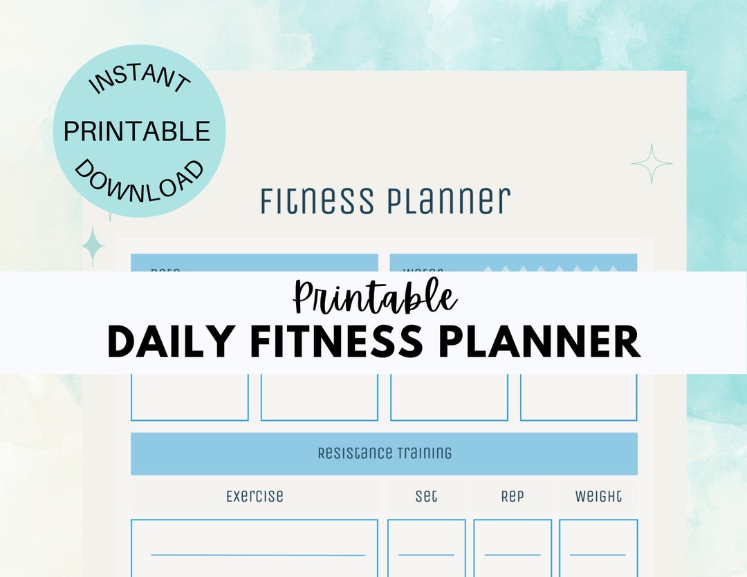 Printable Daily Fitness Planner, Coastal-themed Fitness Journal ...