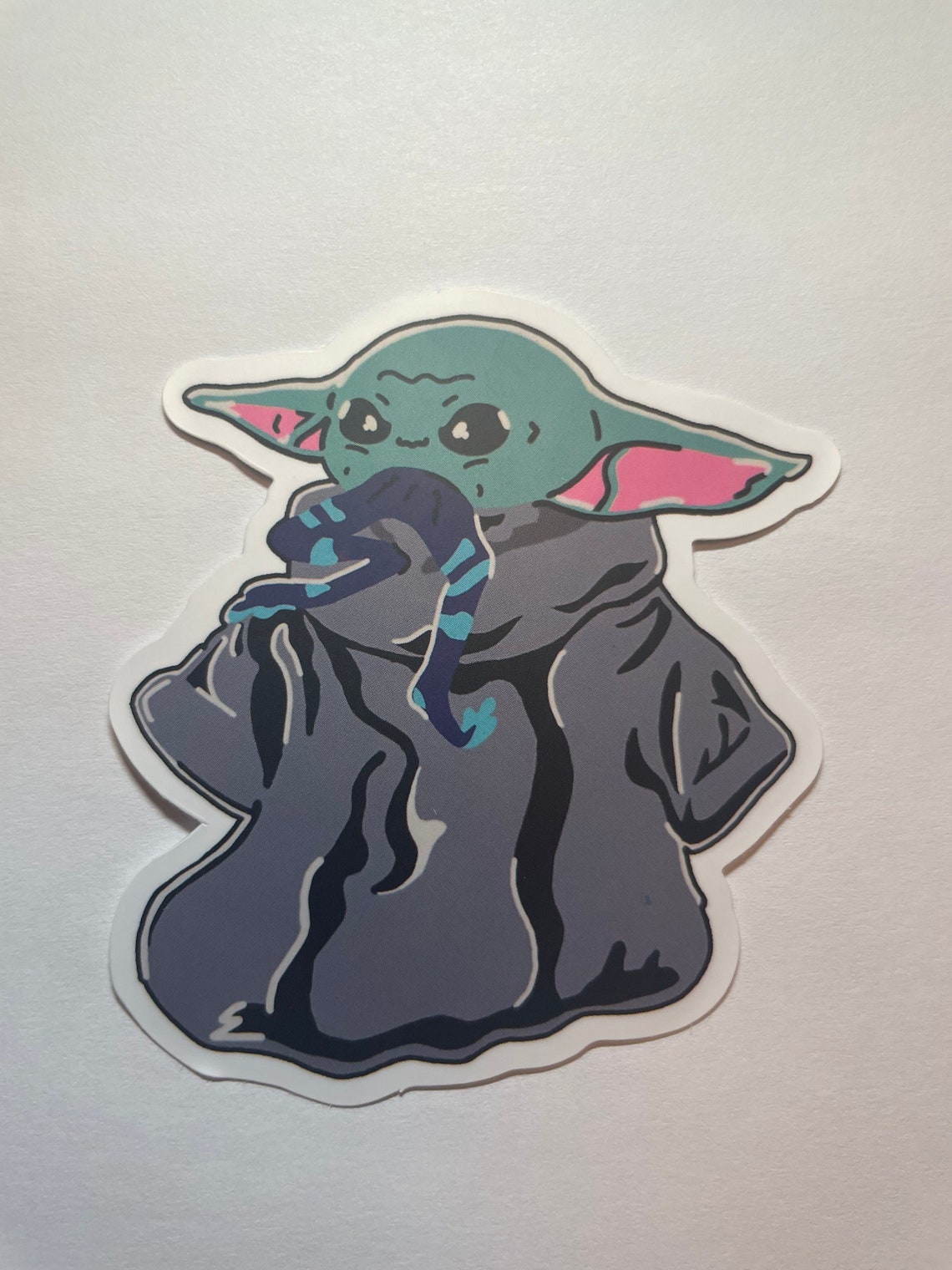 The Mandalorian Grogu baby Yoda Eating a Frog Sticker Etsy