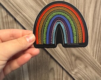 Pegatina Arcoíris de Arte Textil - Vinilo - Progress Pride