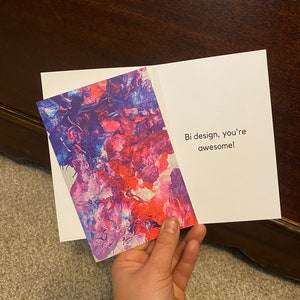 Carte de voeux abstraite subtile de fierté bi - 10 x 15 cm - fierté bisexuelle - art de la fierté subtile - oeuvre d'art fluide - jeu de mots bisexuel