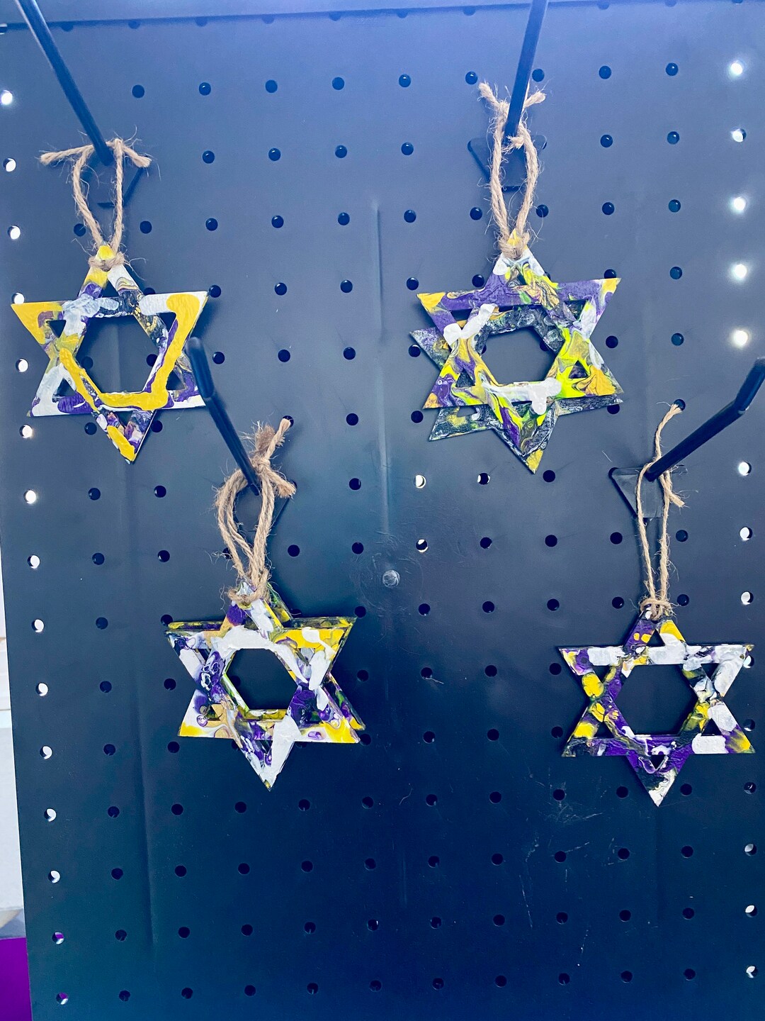 Wooden Jewish Star Decorations for Hannukah Window Hanging, Wall