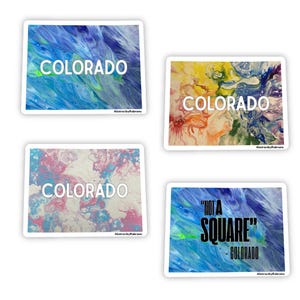 Colorado Stickers - 3&quot;x2.3&quot; - Vinyl - Weatherproof - State Shape - Blue and Green