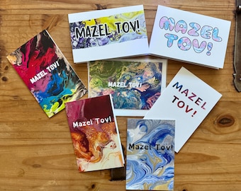 Tarjetas de felicitación de Mazel Tov - 9 opciones - Tarjetas coloridas para celebraciones judías