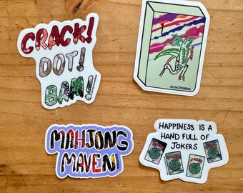 Mahjong Stickers: Hand-Lettered, Abstract Art - 3"