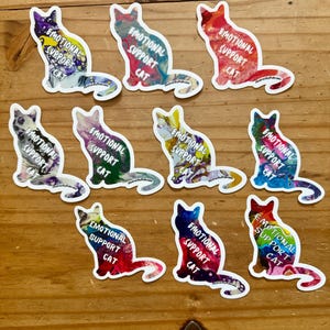 Emotional Support Cat Pride Stickers - LGBTQ+ - 9 options 3&quot;x2.8&quot;