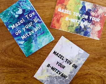 Mazel Tov B-Mitzvah Greeting Card: Abstract Painting (4x6)