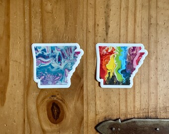 Pegatina con la forma del estado de Arkansas - Trans - Orgullo del progreso - LGBTQ
