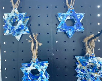 Painted Wooden Jewish Star decorations - Window Hanging, Wall Hanging, Gift Tags