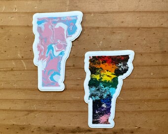 Pegatina con la forma del estado de Vermont - Trans - Orgullo progresivo - LGBTQ