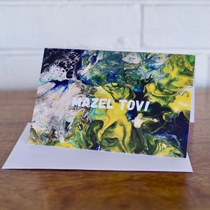 Mazel Tov Greeting Card - Abstract Painting - Blank Card - 4&quot;x6&quot; - Jewish Celebration