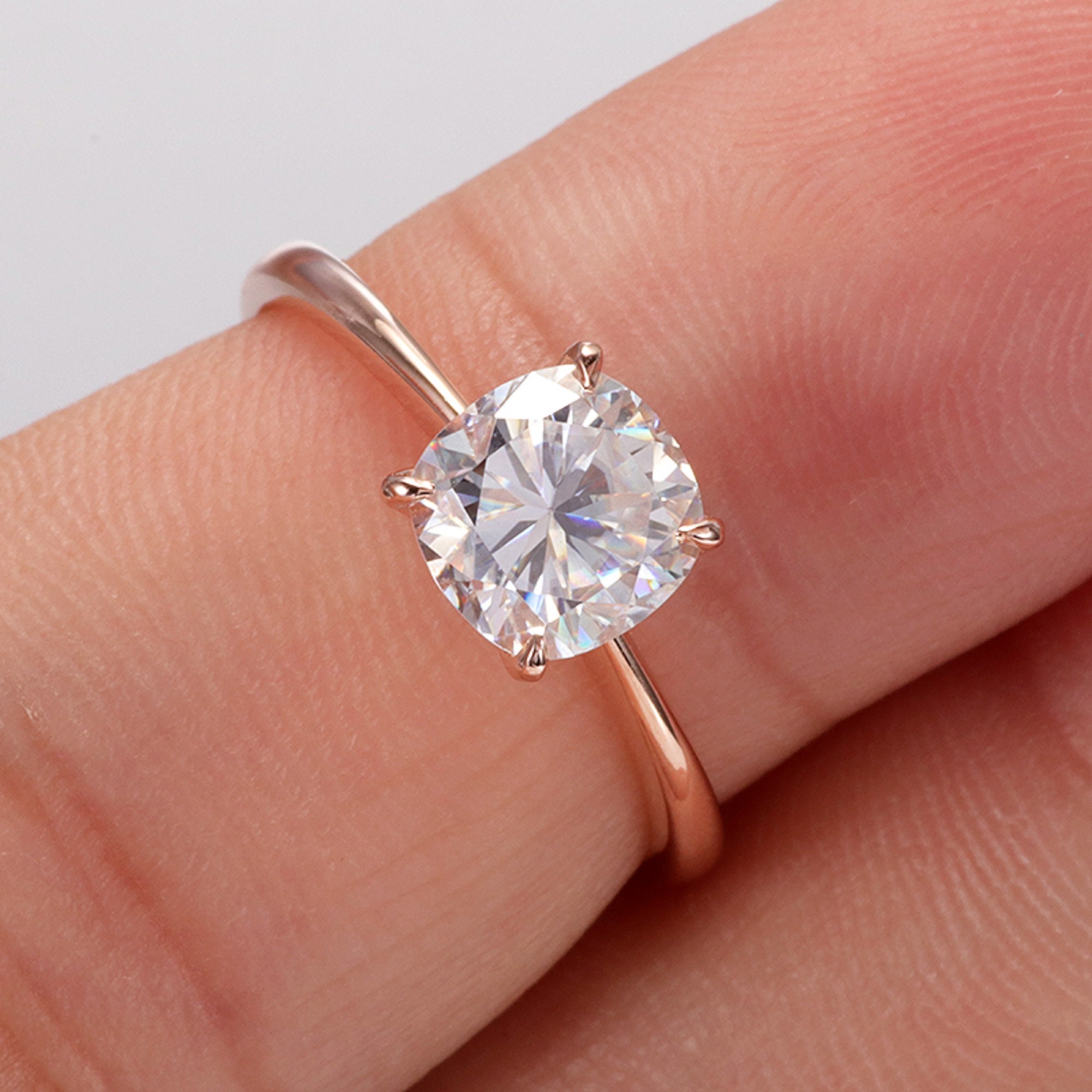 Details about   1.50 Ct Near Colorless Cushion Moissanite Bypass Engagement Ring 14K White Gold 