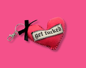 Hot Pink get fu*ked Heart Shaped Bag Charm