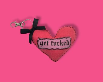 Pink get fu*ked Heart Shaped Bag Charm