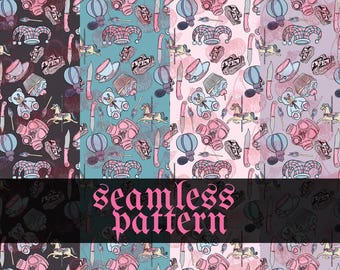 My Fair Carnival Seamless Pattern | Dark Circus Digital Paper (Download)