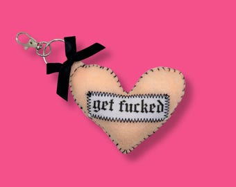 Light Peach get fu*ked Heart Shaped Bag Charm