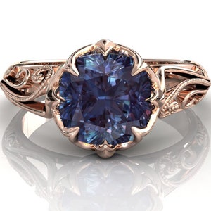 Alexandrite Rose Gold Engagement Ring | Alexandrite Ring | Cushion Cut Alexandrite | Anniversary Ring | Solitaire Ring | July Birthstone