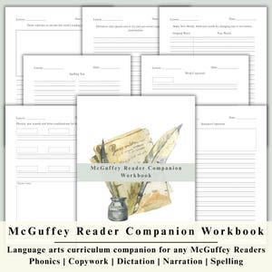 McGuffey Reader Companion Workbook Printable PDF, Homeschool Language Arts Workbook Digital PDF, Elementary Phonics Reading Curriculum PDF