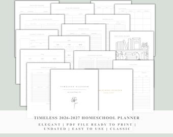 Homeschool Planner: Elegant and Simple Classical, Charlotte Mason, Eclectic PDF Download, Customized for 1-6 Students