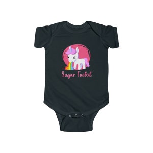 Sugar Fueled Unicorn Rainbow Puke Positive Cute Funny Inspiration niemowlęcy Jersey Bodysuit INFBS000040