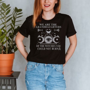 Somos as netas das bruxas que você não poderia queimar lua gato (prata) camiseta unissex inspirador motivacional engraçado ts001094