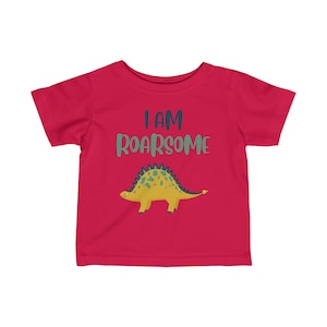 Ich bin Roarsome Dinosaurier Stegosaurus Positive Niedlich Lustige Inspiration Säugling Jersey T-Shirt INFT000023