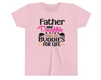 Padre e hija, compañeros de caza para toda la vida (oso), camiseta juvenil de manga corta con inspiración positiva, adorable y divertida, YHTS000061