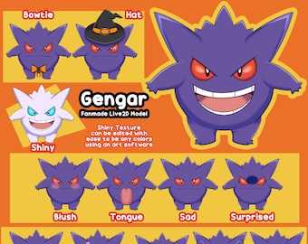 Live2D VTuber Virtual Avatar: Gengar - with Editable Textures