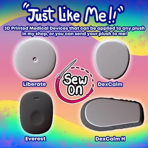 Tillbehör för plyschleksaker för funktionshindrade: Påsydda kontinuerliga glukosmätare (3D-utskrivna)