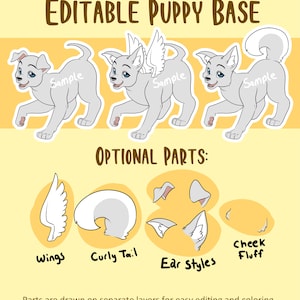 Puppy Lineart Base with Optional Parts (.PSD)