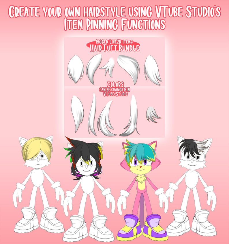Live2d Vtuber Assets: Hair Tuft Bundle [10 Rigged Hair Tufts] - Etsy