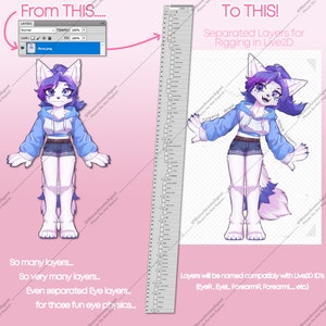 PNG to .PSD Live2D Model Art Cutting Services | Custom VTuber Model Commission