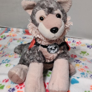 ESSA Plush with Sensory Friendly Vest: 12&quot; Timber Wolf - Wild Republic