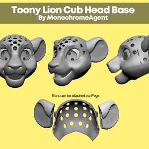 3D Printable Files - Toony Lion Head Base [DIGITAL OBJ FILES]