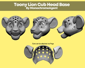 3D Printable Files - Toony Lion Head Base [DIGITAL OBJ FILES]
