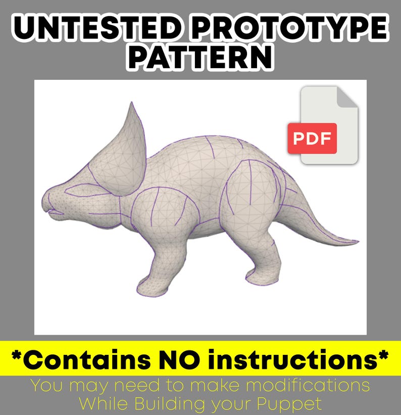 Puppet Pattern - Baby Triceratops Pattern [UNTESTED PROTOTYPE] - Etsy