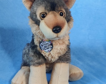 ESSA Plush with Pin: 12" Customized OOAK - Timber Wolf - Wild Republic W/ Dry brushing
