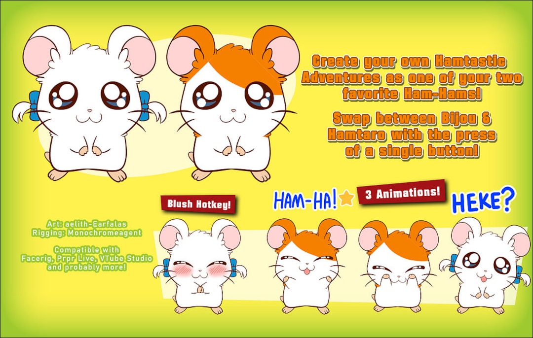 Live2d Vtuber Virtual Avatar Hamtaro & Bijou Etsy