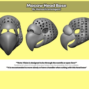 3D Printable Files - Macaw HookBill Bird Head Base [DIGITAL STL FILES]