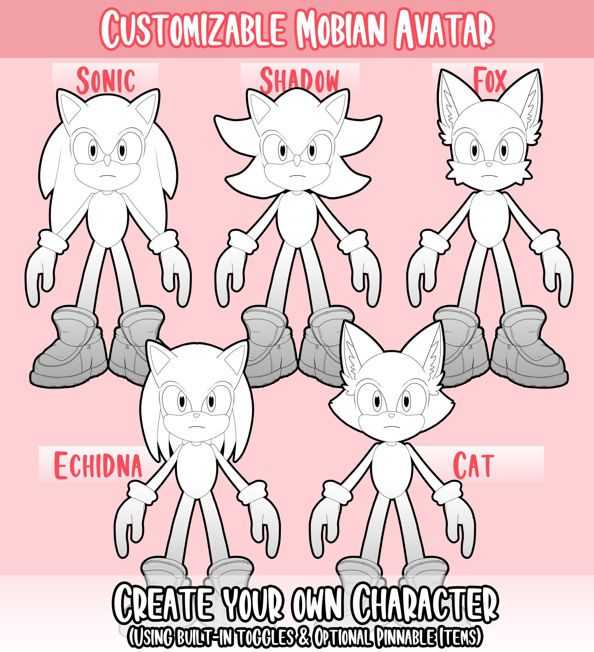 Live2d Vtuber Virtual Avatar Model: Customizable Sonic Mobian Avatar - Etsy