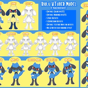 Live2D VTube Studio Model: Customizable Riolu