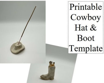 Plantilla de bota y sombrero de vaquero (PAQUETE) / Herramientas de cerámica / Construcción con losas / Arcilla fácil para hacer uno mismo / Tutorial de plantillas de cerámica para construcción con losas