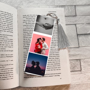 Custom Metal Photo Booth Bookmark | Bookmark 1 to 3 Photos | Metal Photo Bookmark With Tassel | Great Gift Idea | Custom Bookmark