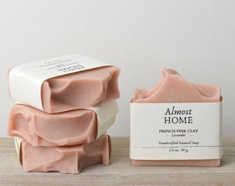 Handmade French Pink Clay Soap Bar | Lavender Essential Oil, Vegan, Handmade