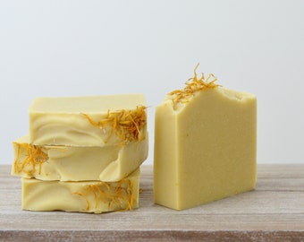 Calendula & Turmeric Natural Handmade Soap Bar || BERGAMOT - Vegan, Palm Free, Fragrance Free, Natural Handcrafted Soap