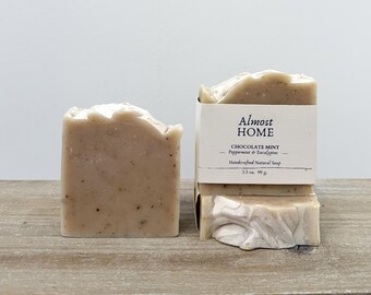 Chocolate Mint Handcrafted Soap Bar || Peppermint & Eucalyptus Essential Oils, Vegan, Shea Butter Soap, Christmas Gift
