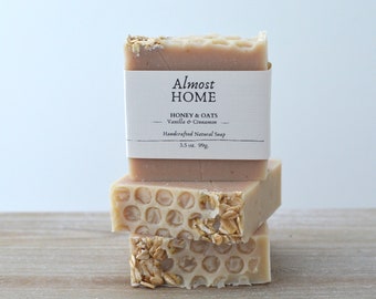 Honey Oat Soap Bar: Vanilla Cinnamon Scent, Natural Handmade Soap