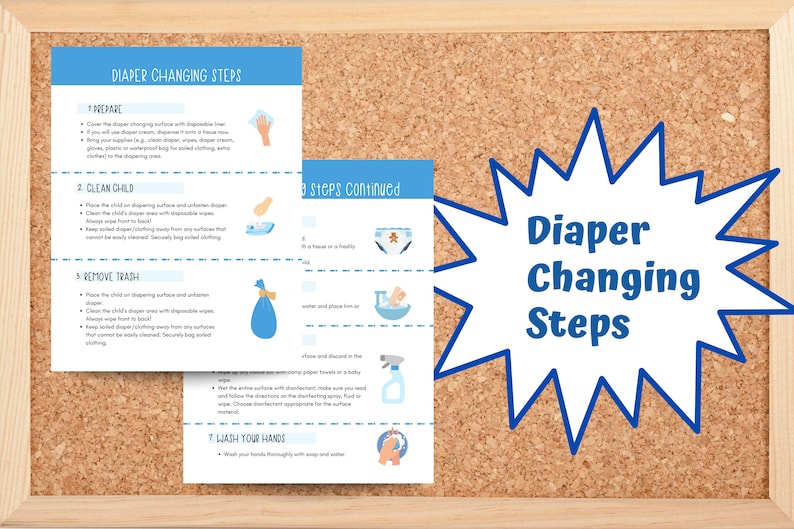 Diaper Changing Steps for Daycare Center Etsy
