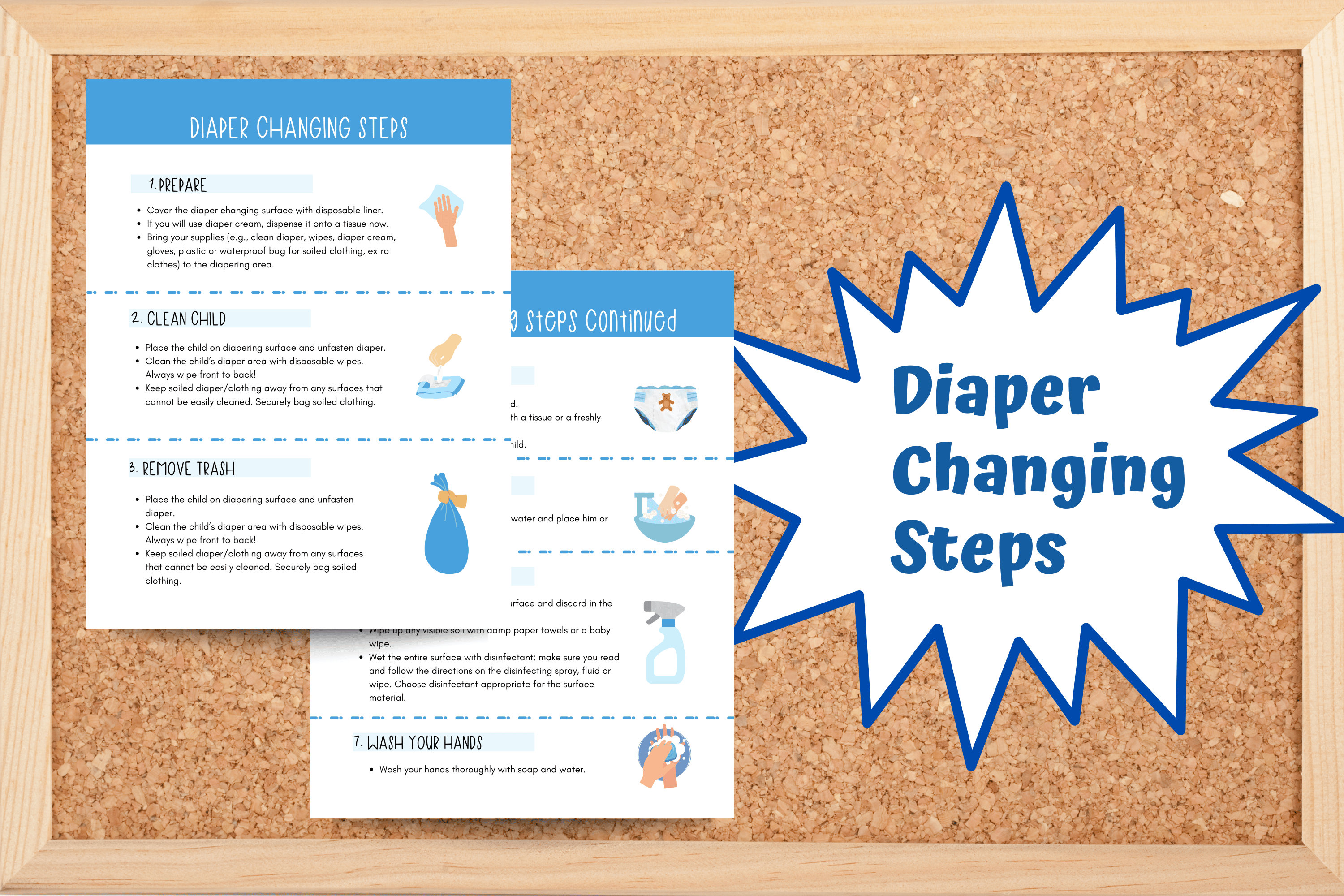Diaper Changing Steps for Daycare Center Etsy