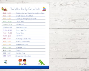Toddler Schedule. Editable file. Daycare, childcare, home care schedule.